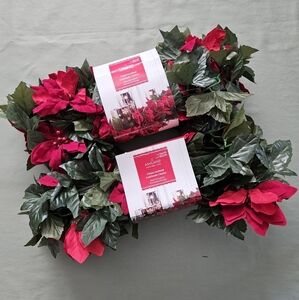 NEW Set of‎ Two x 6ft Red Poinsettia Chain Christmas Garland Ashland Decor